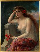 Emile Vernon Girl with a Poppy painting